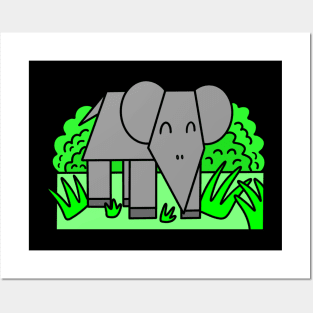 Funny geometric elephant Posters and Art